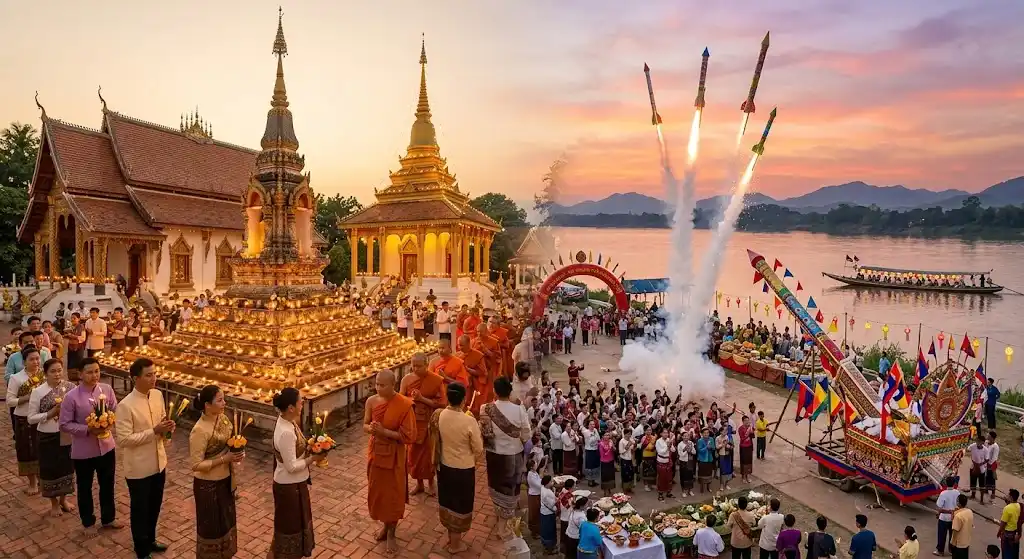 Visakha Puja (Compleanno di Buddha) e Boun Bang Fai (Festival dei fuochi d'artificio)