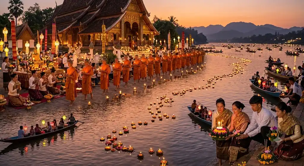 Boun Awk Phansa (Fine della Quaresima) e le Lanterne sul Mekong